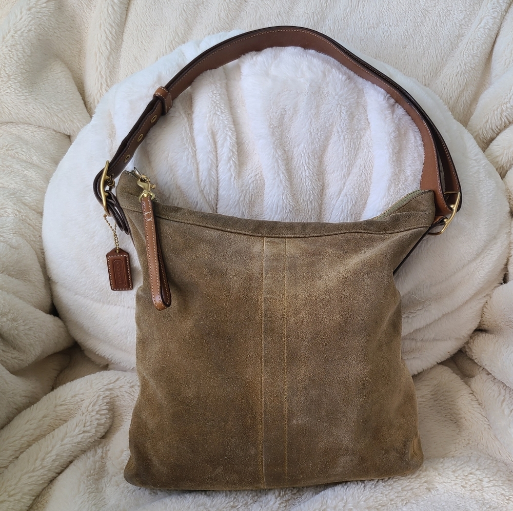 Coach Suede Olive Green Shoulder Bag 9324 - Picture 15 of 16